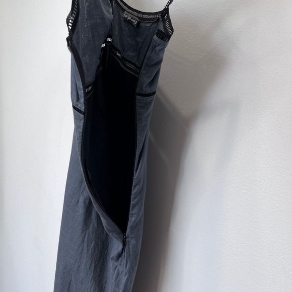 Vintage Bisou Bisou Gray Black Slip Dress Lace Straps - Picture 2 of 8